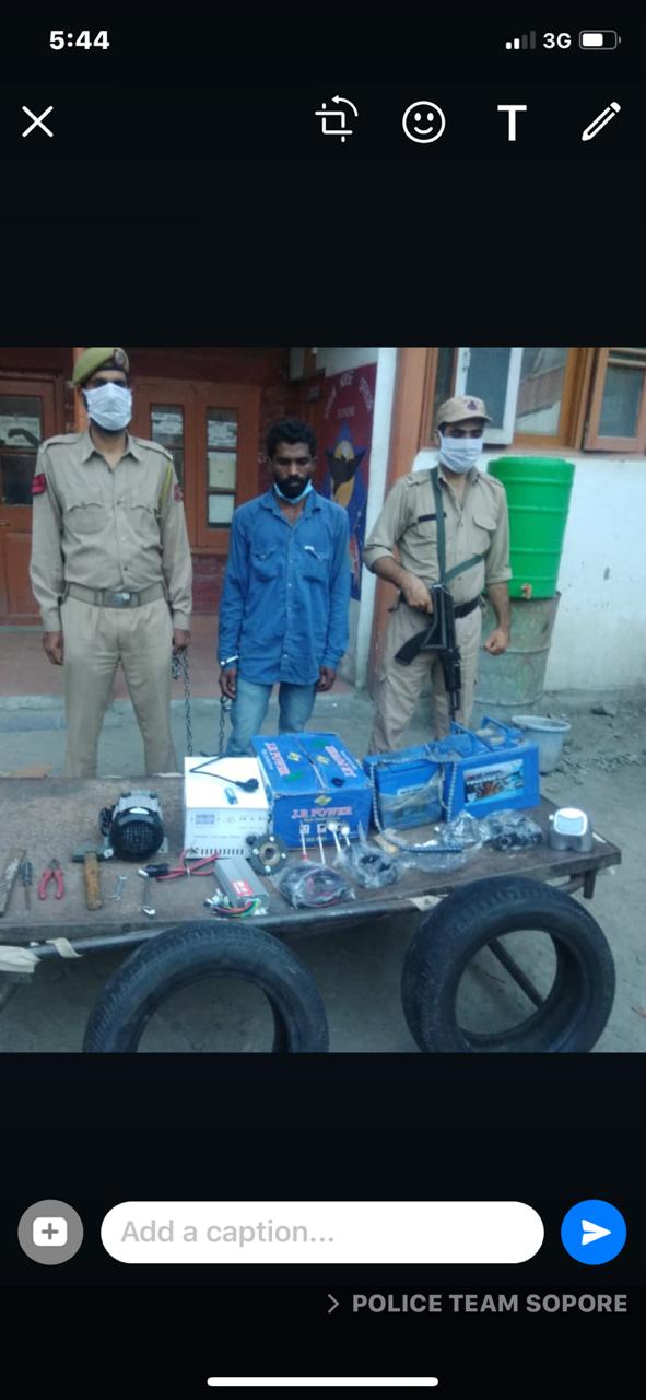 Sopore Police solved Burglary case, accused arrested, stolen property recovered.