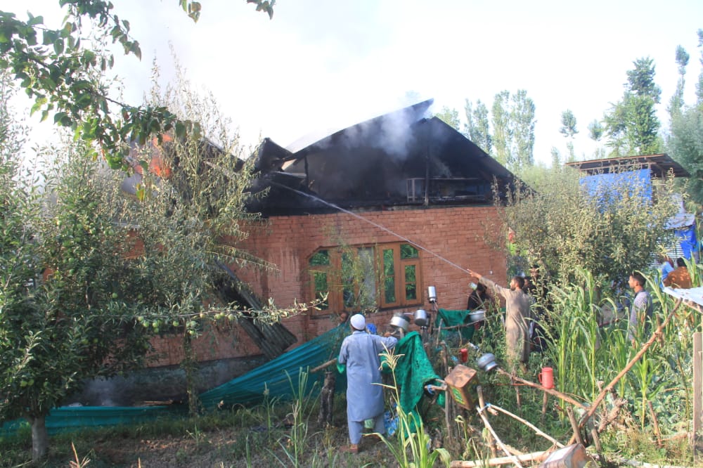 Residential House, Abode to Three Families, Damaged in Blaze in Tangmarg