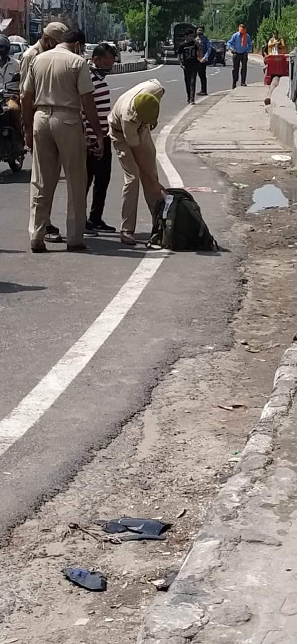 Suspicious bag found near a check-point in Satwari Jammu