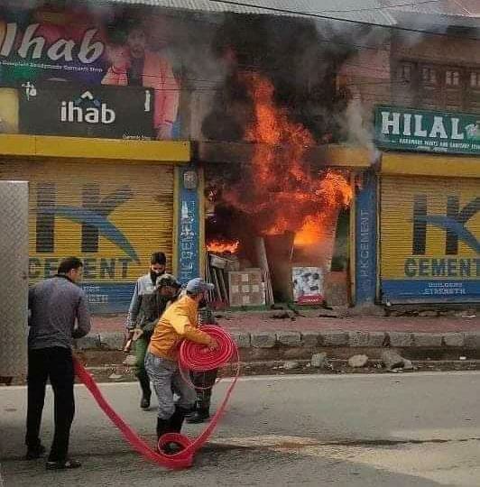Shop Damaged in Fire Mishap in Bandipora Village