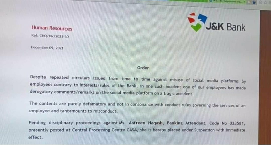 J&K Bank suspends employee for ‘inappropriate’ emoji on CDS death