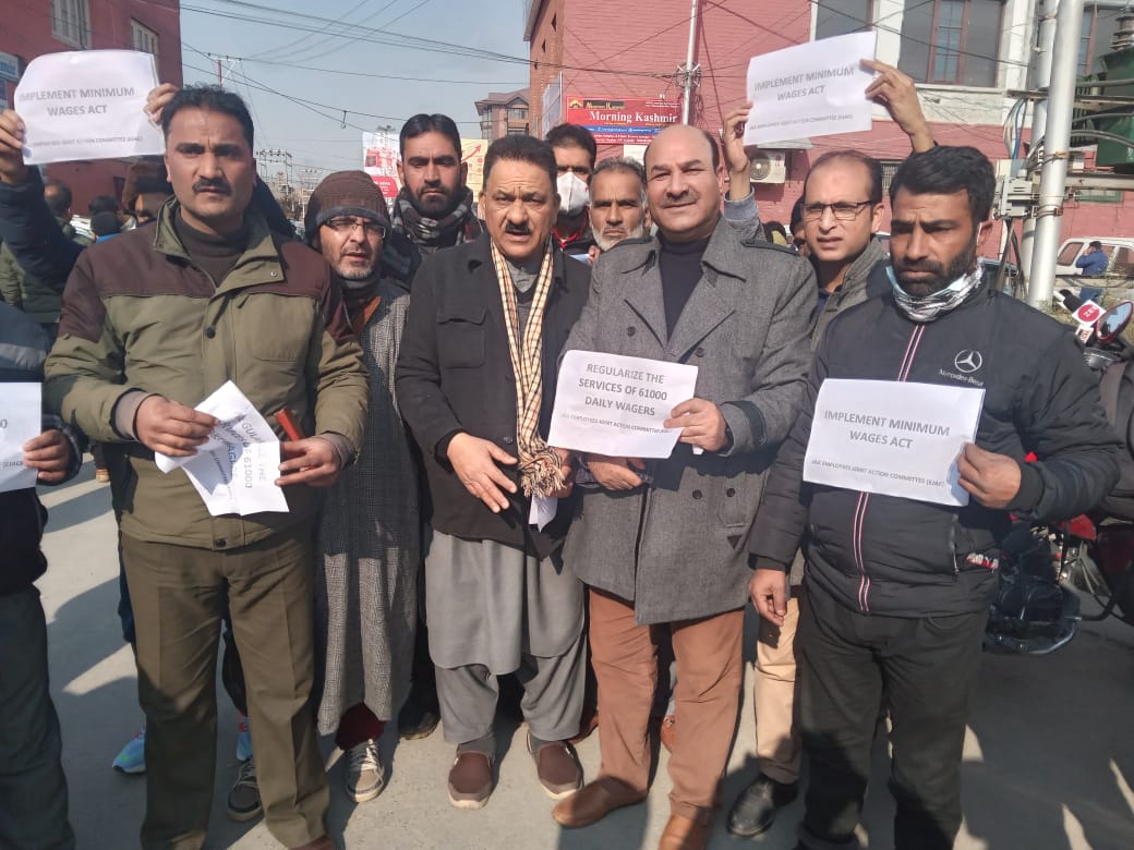 EJAC holds protest demonstration in Press Enclave Srinagar