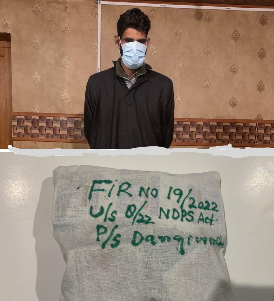 Sopore Police arrested one Notorious drug Peddler alongwith Psychotropic substance in Rafiabad
